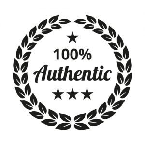 Laurel Wreath with '100 percent authentic' text