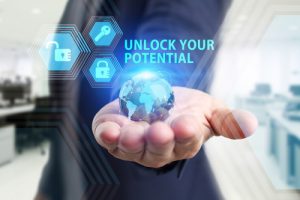 Virtual Screen showing unlock your potential