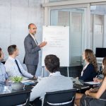 Business brief with annual goals with employees