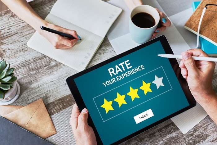 Tablet Showing Rating Stars