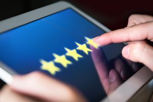 5 stars rated on a tablet