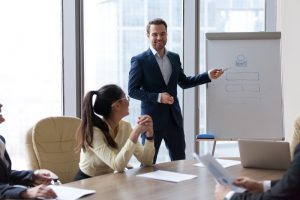 Man explaining at a flipchart