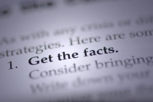Header saying "Get the Facts" in a book